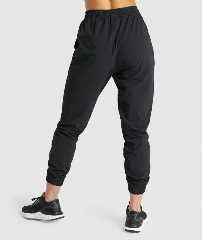 Spodnie Do Biegania Gymshark Treningowe Woven Damskie Czarne | PL 043SON